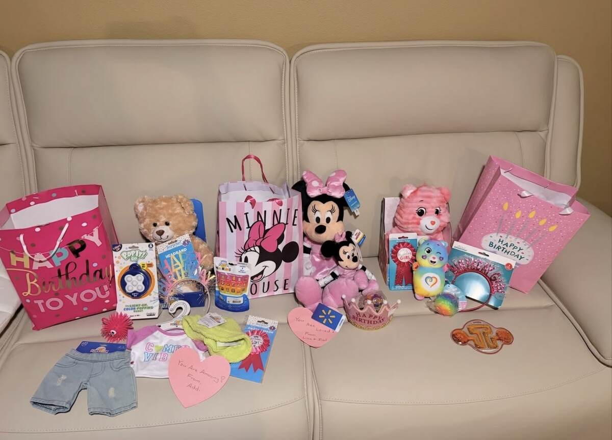 Personalized hospice birthday bags and gifts prepared for children