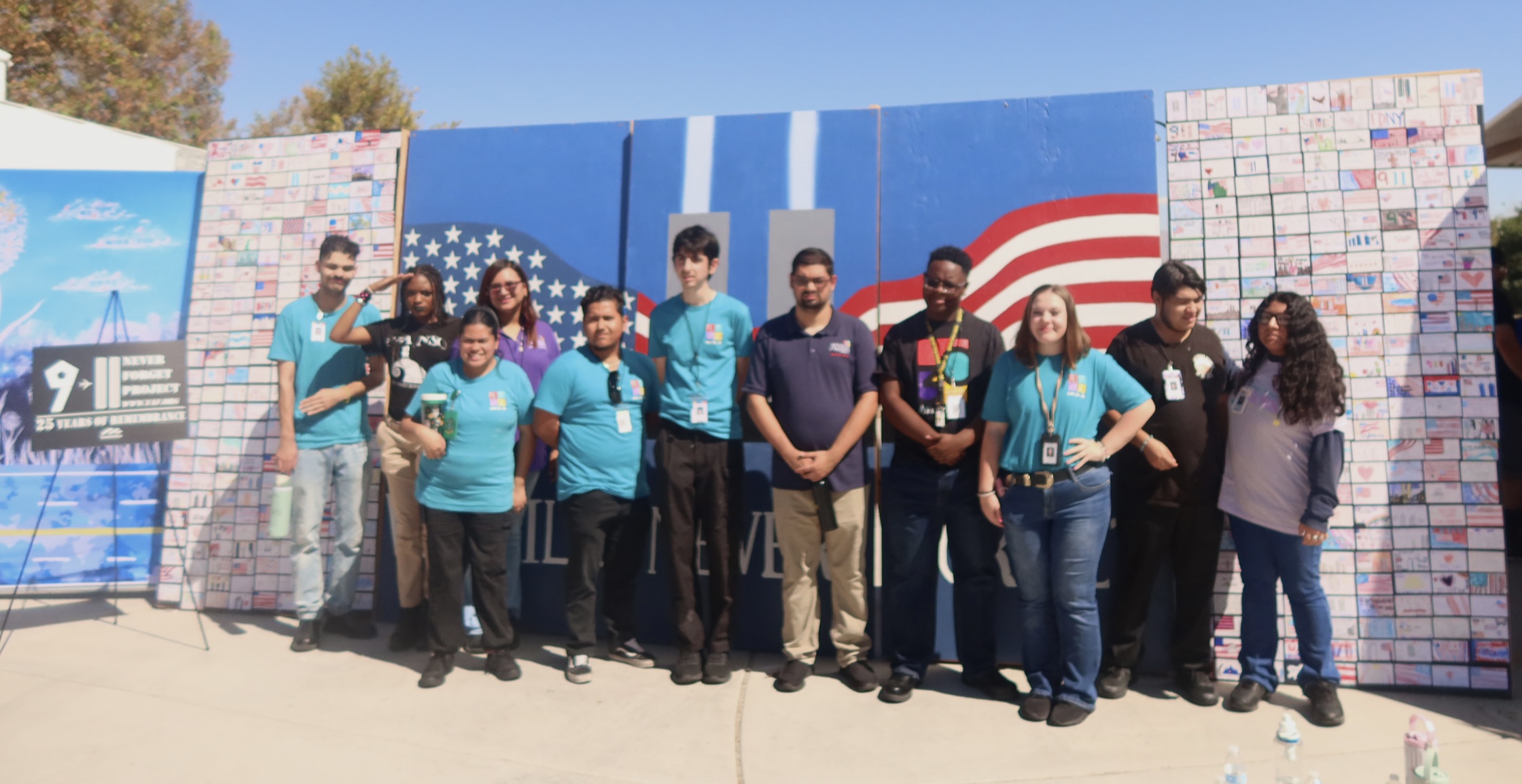 Aiyana Castro sharing the youth-created 9/11 Remembrance Wall in Las Vegas