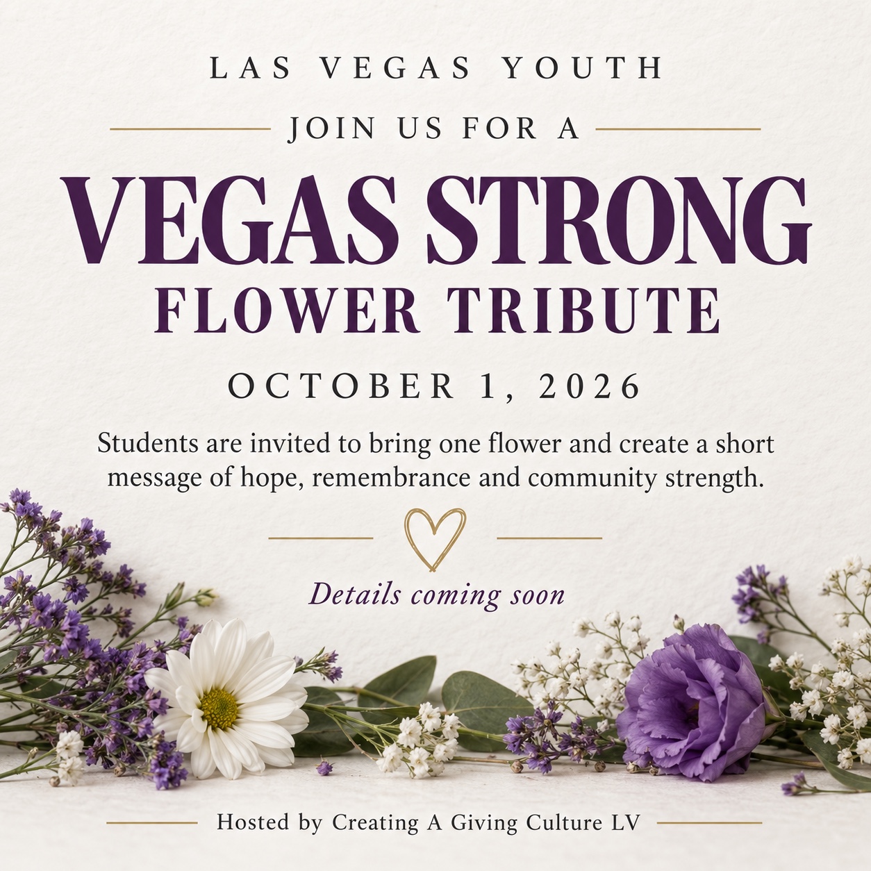 Vegas Strong Youth Flower Tribute project artwork for October 1, 2026